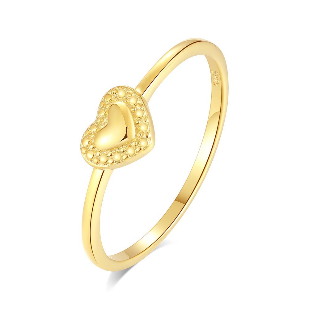 

Minimalist Heart-Shaped S925 Sterling Silver Ring for Women - North American Celebrity Style, Cold Tone, Ideal for Stacking, Index or Pinky Finger. Size 6