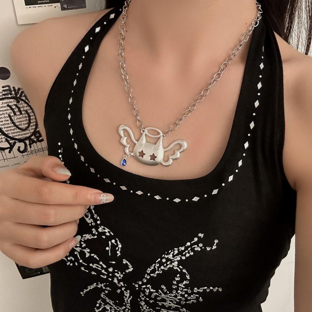 Angel Wings Neck Chain Y2K Style Necklace Creative Pendant Necklace  Charm Accessories