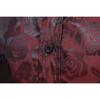 Men's Long Sleeve Fashionable Shirt Rose Print Casual Button Shirts Men Lapel Spring Formal Clothing