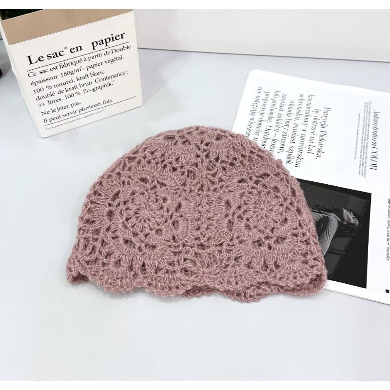 25 Early autumn retro handmade knitted hat hollow hook-up pullover hat versatile bag head hat tide