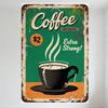 Vintage Coffee Advertisement Tin Sign, Worn Rusty Metal Frame with Green Orange Background, 'Coffee' Cursive Text, '$2' Price, B