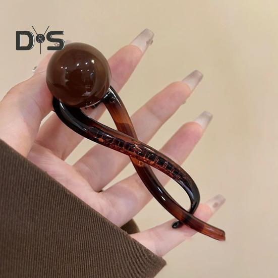 3Pcs Banana Clip Set Beads Decor French Style Hair Clips Women Non-Slip Twist Ponytail Buckle Clips Hair Accessories