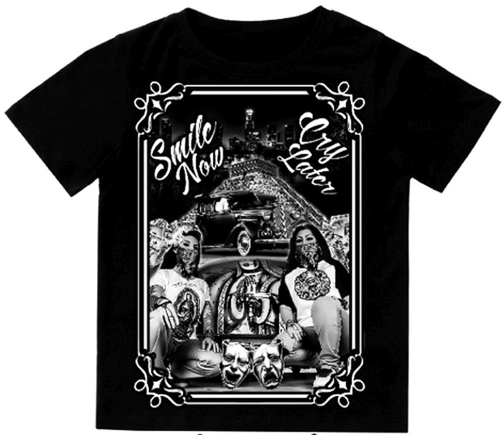 Smile Now Cry Later Mens T-Shirt Print On Shaka Wear Heavyweight Tee Unisex T-Shirt L