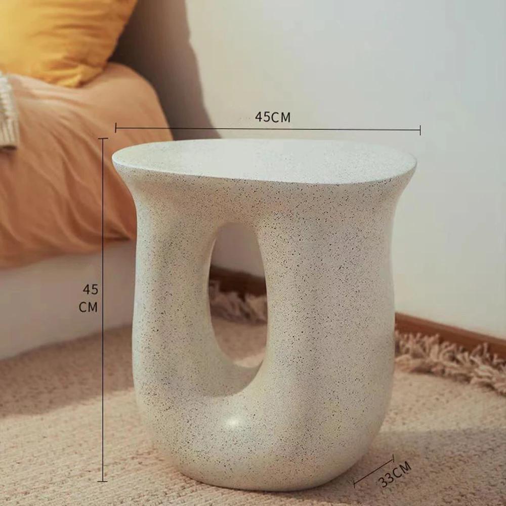 Creative Cream Bedside Small Side Table Light Luxury Simple Living Room Sofa Coffee Table for Wabi Sabi Bedroom Decor Furniture