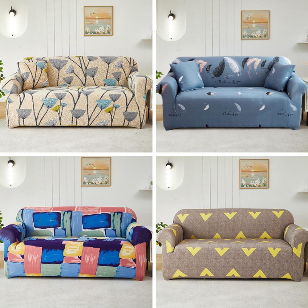 Stretchable Printed Sofa Covers Full Set Universal Slipcovers Soft Fabric Sofa Protector