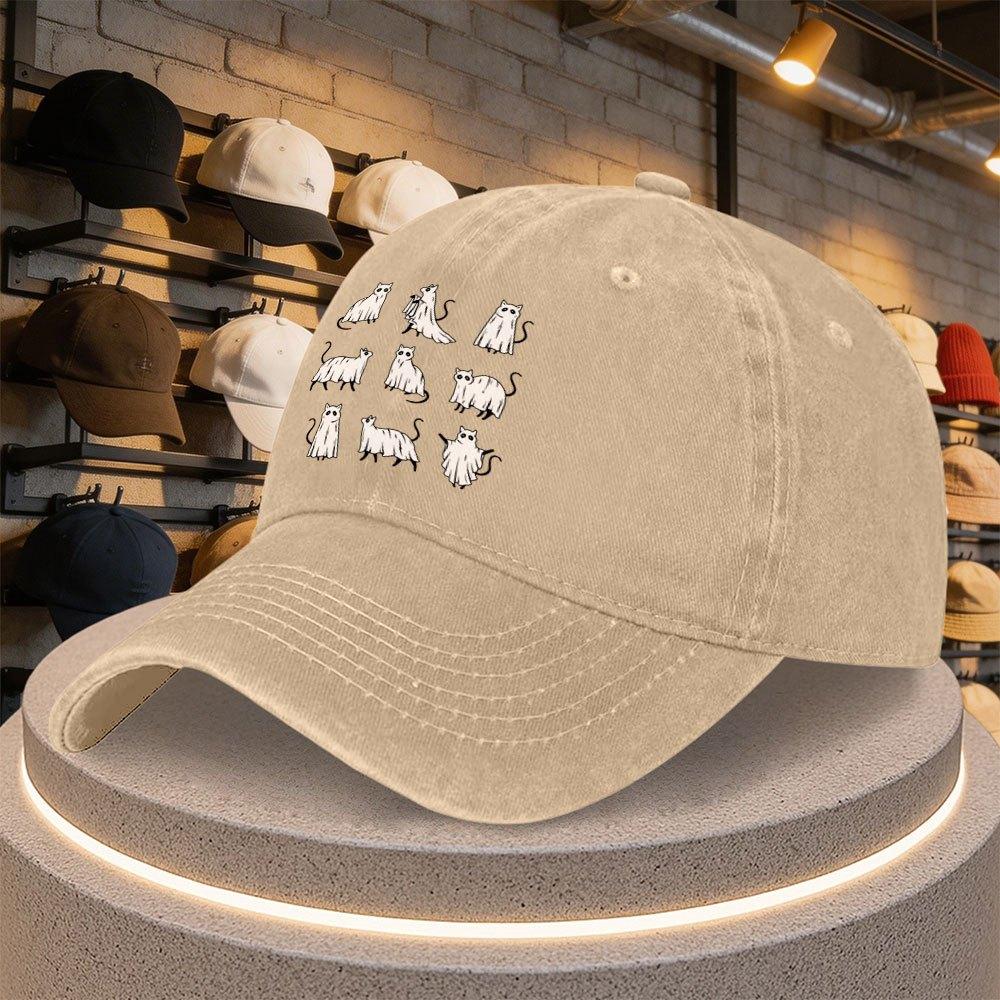 Adjustable Duckbill Baseball Cap With Cat Print Casual Outdoor Party Daily Wear Hat Hand Washable Multicolor