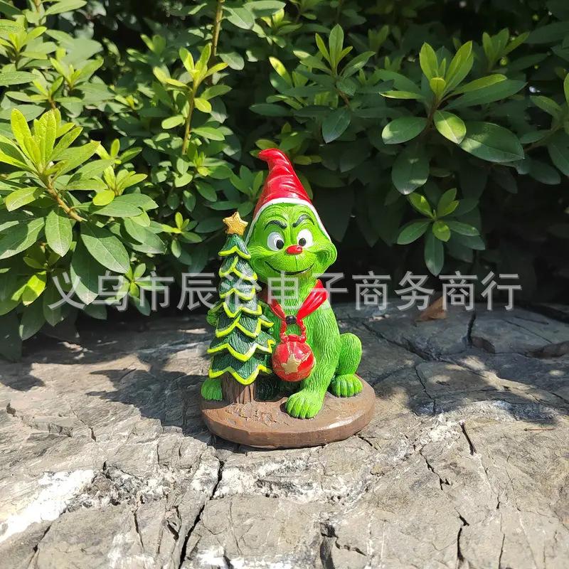 Christmas Grinch green hair Christmas tree old man resin decoration ornament