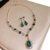 Retro Court Rhinestone Water Drop Earring & Necklace Set with Geometric Design - Elegant High-End Clavicle Chain for Women