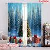 2pcs,2D Plane Printing Window Curtain Christmas Tree Gifts Snow_c (3) Versatile Polyester (without Rod) Gifts Use for Bedroom