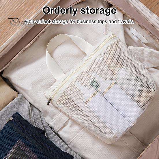 Storage Bag Portable Mesh Shower Caddy Large Capacity Zipper Closure Portable Toiletry Caddy Quick Dry Nylon Shower Bag