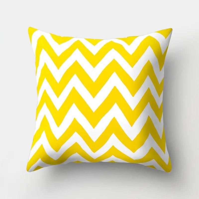 Yellow Geometric Decorative Pattern Pillowcase Office Living Room Home Pillowcase Car Ornaments