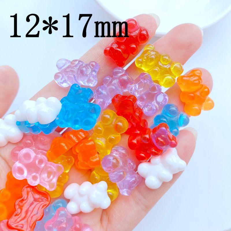 20pcs Mix Colors Resin Bear Sweet Candy Flatback Cabochon  Miniature pattern applique ornament craft DIY scrapbook