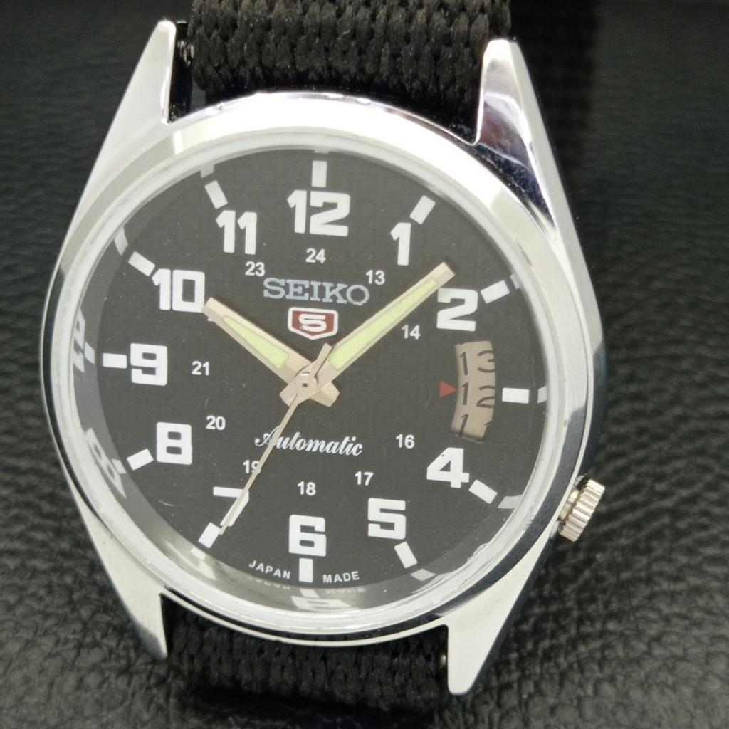 REFURBISHED VINTAGE SEIKO 5 AUTOMATIC JAPAN MENS BLACK DIAL WATCH A435099-2 R122-a435099