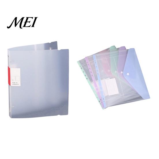 Student Exam Filing Organizer 11 Hole Expandable Binder Folders for 2/3/4 Ring Document Pouch, Plastic Envelopes Snap-on Pouch Pocket with Snap Button