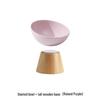Wutuo Ceramic Slanted Snack & Salad Bowl with Wooden Base