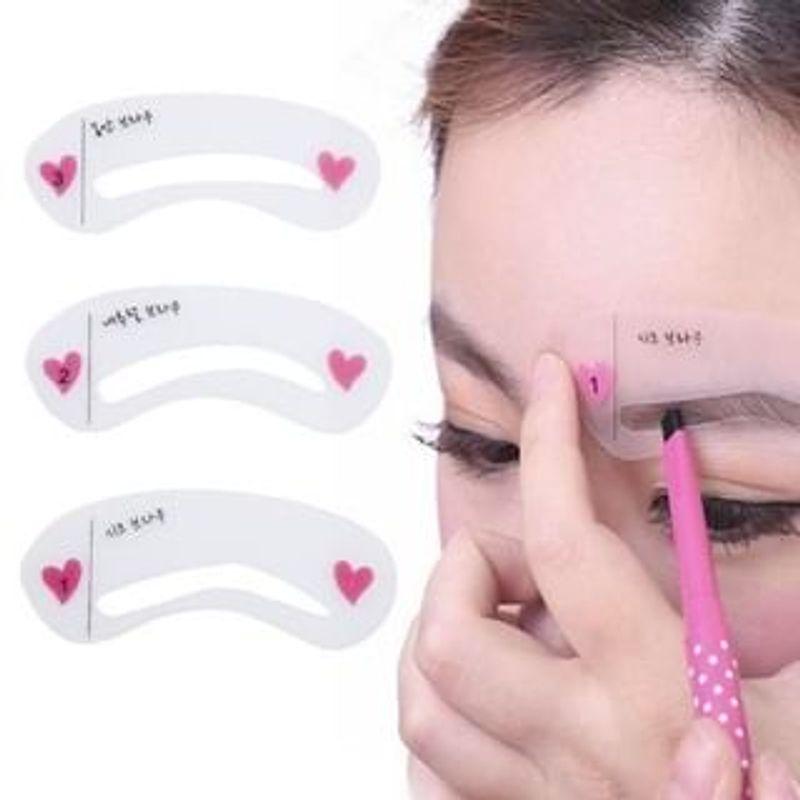 Jericoure - Set Of 3: Plastic Eyebrow Makeup Stencil White