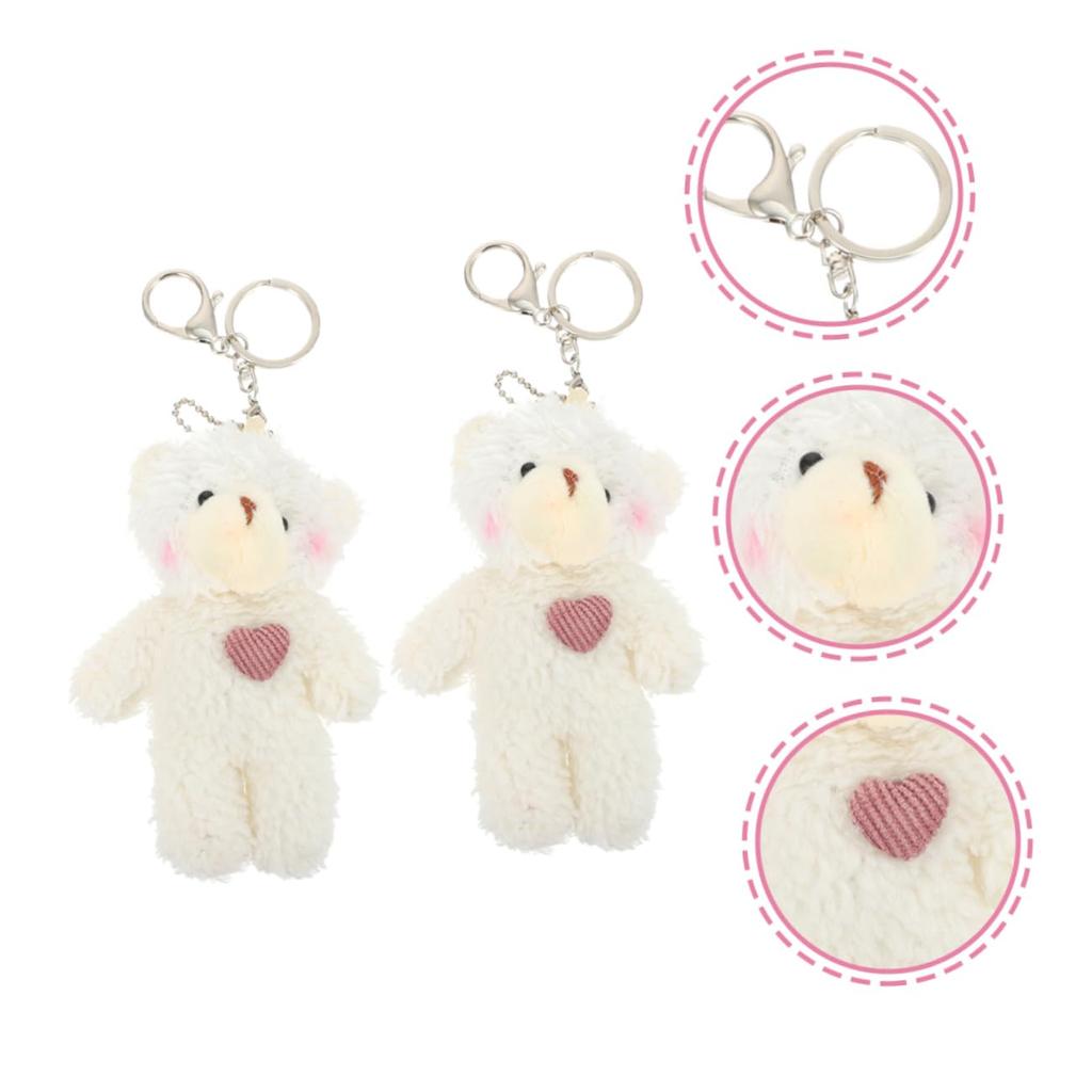 EXCEART Set of 2 Fluffy Bear Plush Hanging Ornaments for Bags Cute Animal Lightweight Soft Cute Keychains Keychains, & Backpacks, Pendants, Material,