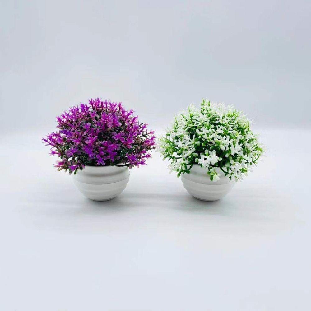 Pink Artificial Potted Flowers Simulation Artificial Grass Artificial Faux Plants Plastic Fake Flower Bonsai