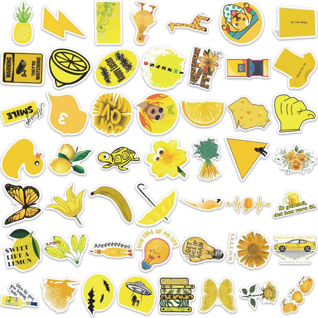 50-Pack Yellow Duck Pineapple Stickers for Suitcase & Notebook DIY Creative Graffiti Decals