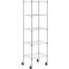 Openwork wire storage rack on wheels, 5 shelves, up to 50 kg, 60x45x186 cm