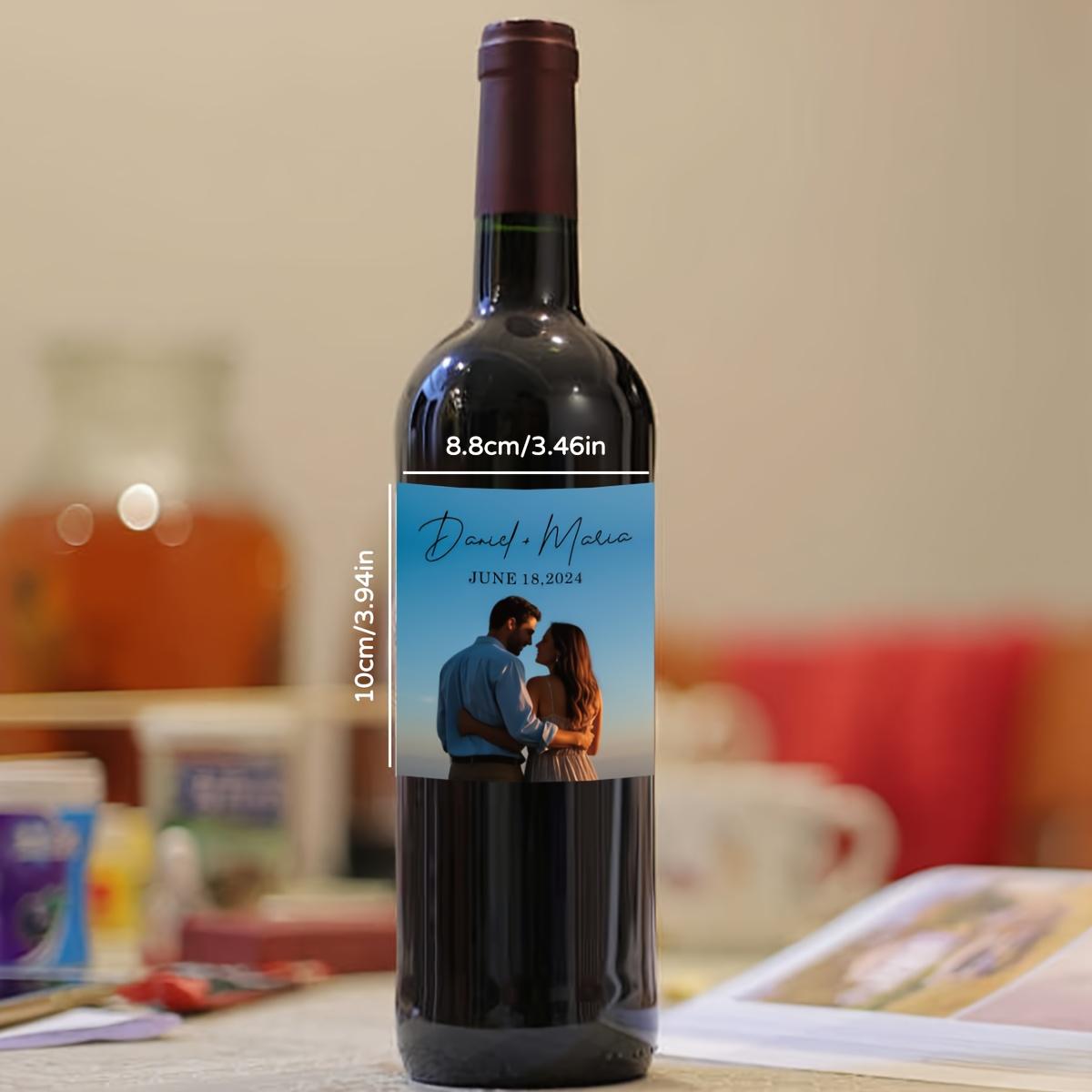 Custom  Wine Bottle Label - Personalized Wedding Anniversary Gift Sticker, Customizable Name Date for Couple Celebration