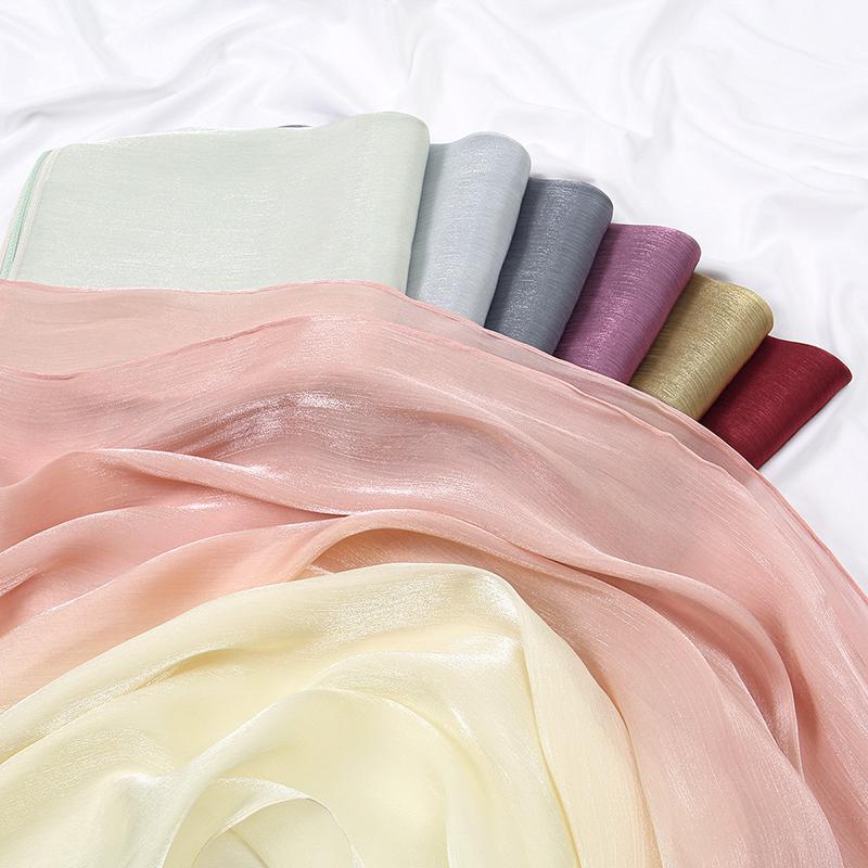 Luxury Satin Silk Hijab Scarf Chiffon Gradient Wrinkled Shawls Women Muslim Hijab Premium Yarn Scarf Islam Turban Ramadan