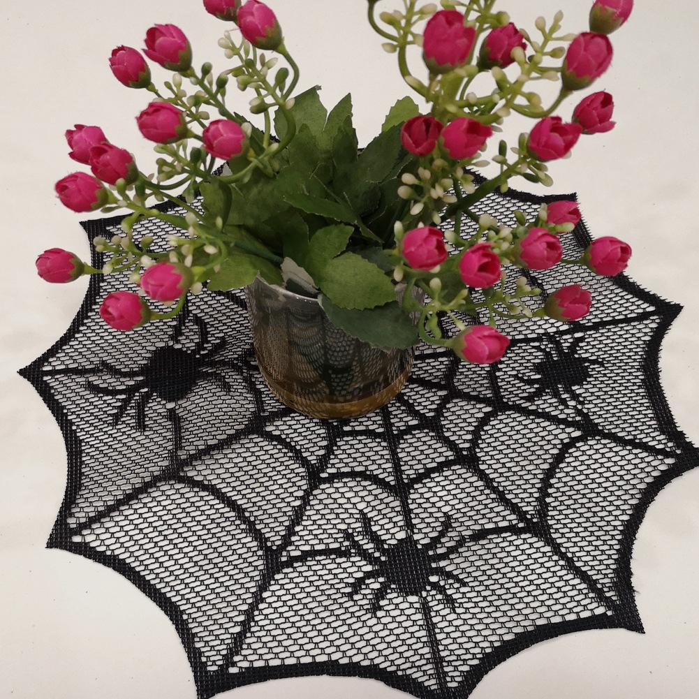 Halloweenské prostírání s pavučinou, duté podložky pod sklenice s pavučinou, prostírání odolné proti teplu, halloweenské party dekorace
