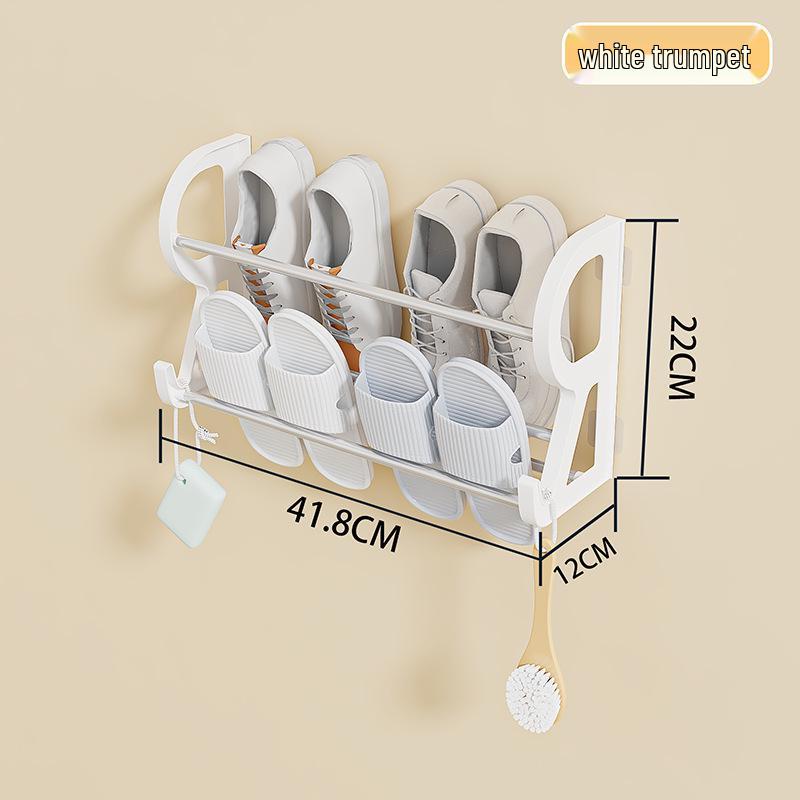 Wall-Mounted Hole-Free Shoe Rack: Simple, No-Installation, Multi-Layer Storage for Bathroom or Door
