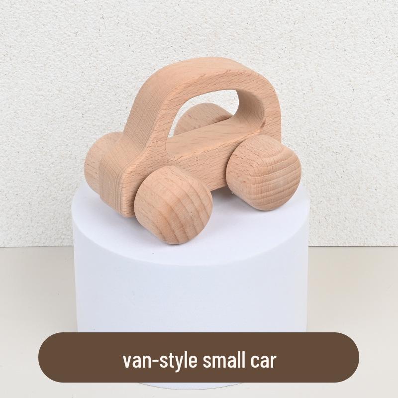 Beech Wood Toy Car - Original Inertia Push Car for Infants, Grasping Training, Solid Wood, Safe for Teething, Educational