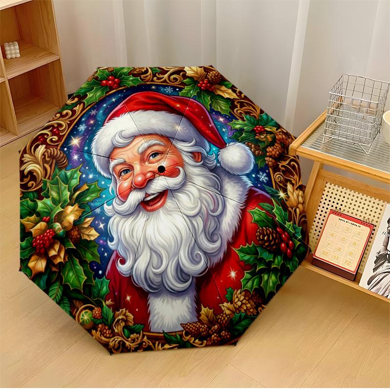 

Christmas Santa Ride Printed umbrella windproof folding umbrella portable sun and rain umbrella suitable for gifting