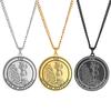 LIKGREAT Spiritual Tarot Necklace for Men and Women Pentacles Pendants Necklaces Vintage Round Stainless Steel Jewelry Gift