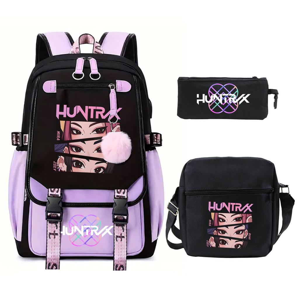 KPop Demon Hunters Korean version of student school bag children's backpack pencil bag set