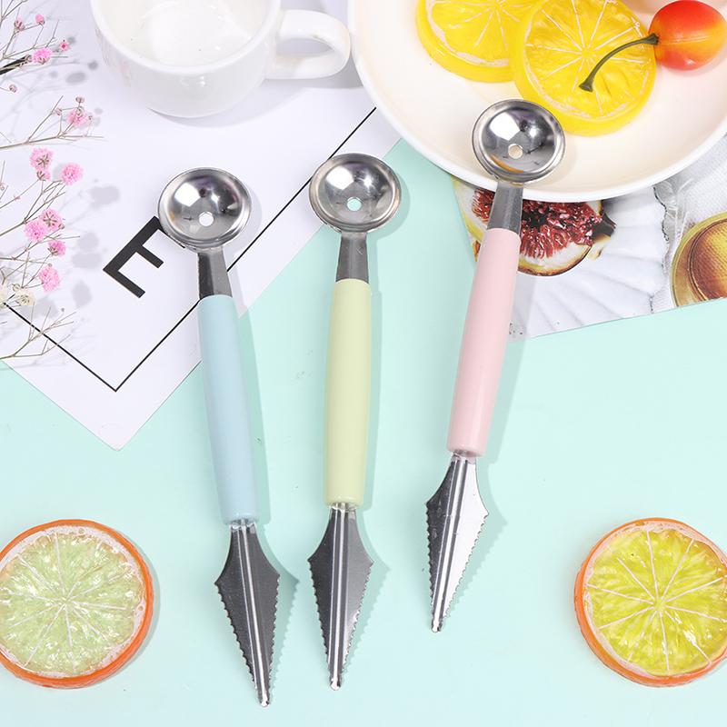 2 In1 Stainless Steel Carving Knife Fruit Ice Cream Baller Scoop Stacks Spoon