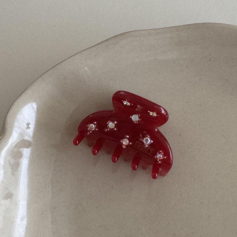 Starry Rhinestone Half-Circle Claw Hair Clip - Small, Elegant Accessory for Bangs