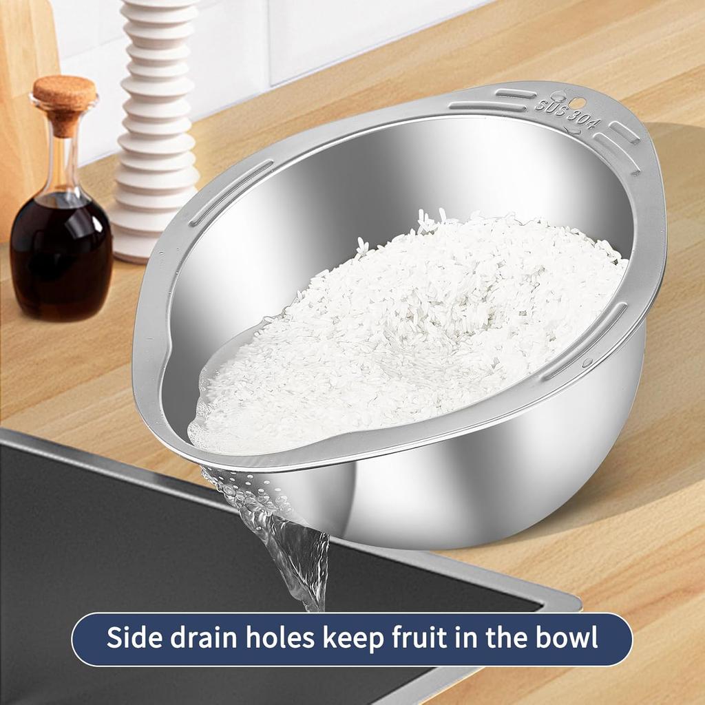 Kitchen 304 Multi-Function Vegetable Fruit Basket Drain Waing Vegetable Basket Home Use Rice Waing Sieve Rice Basin Tool
