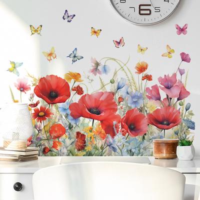 Painted Green Plant Yu Mei Human Flower Butterfly Bedroom Living Room Home Beautification Decorative Wall Sticker