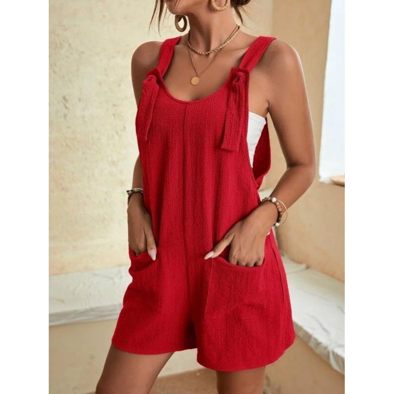 Women's Style, Light Green, Jumpsuit, Adjustable Shoulder Straps, Double Pockets, Summer, Casual, Sleeveless, Jumpsuit