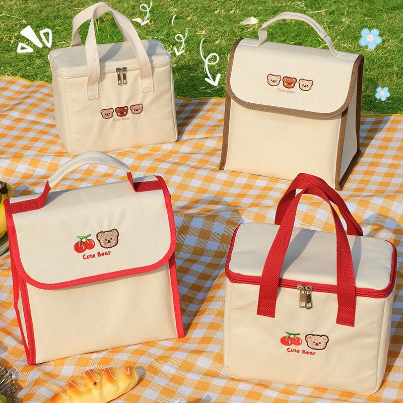 1pc Portable Lunch Box Bag, High Appearance, Large Capacity Lunch Box Bag, Student Lunch Box Insulation Bag