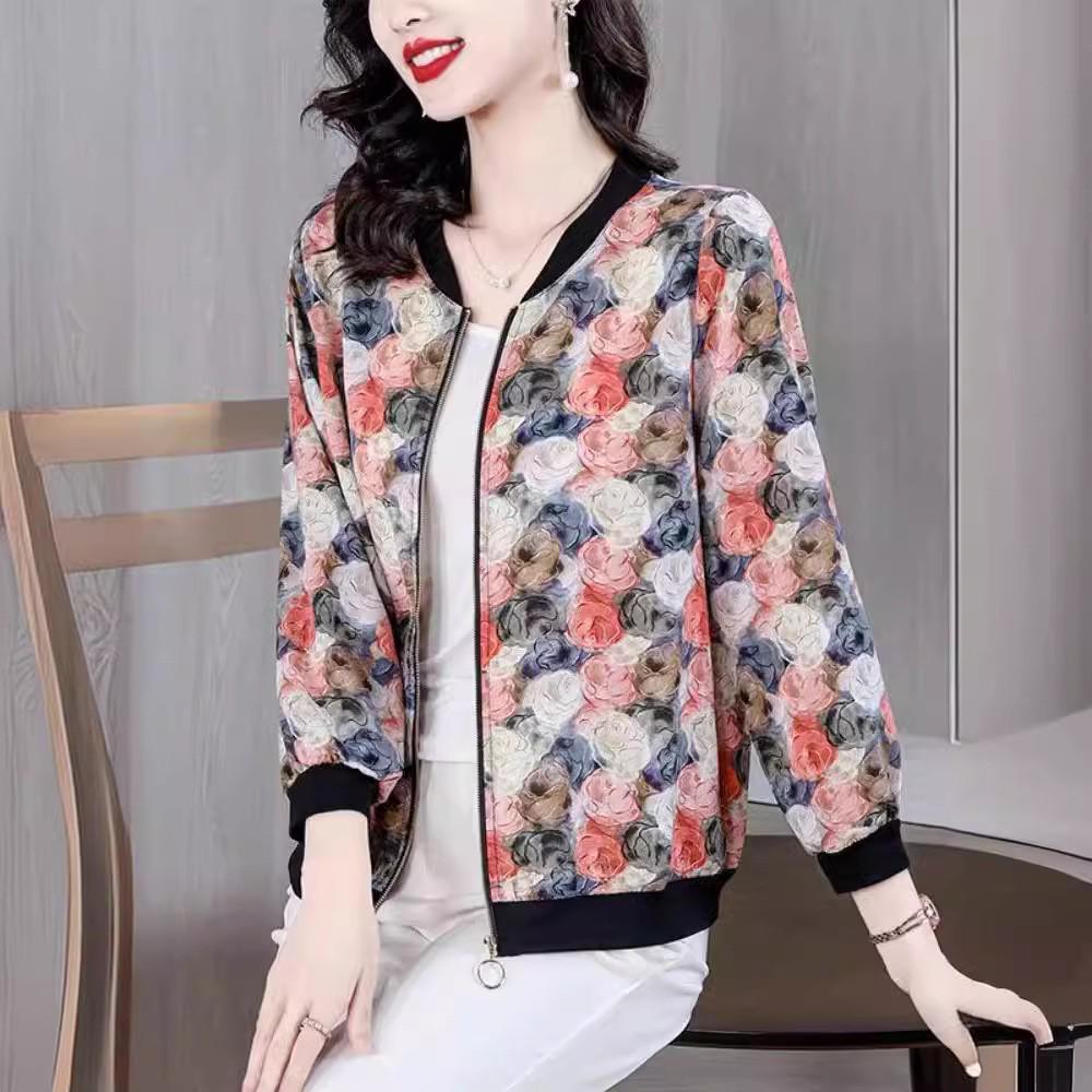 

Women s Summer Chiffon Cardigan: Lightweight, Sun Protection, Petite, Age-Reducing, Easy to Match, Printed Design, Baseball Style. 4XL
