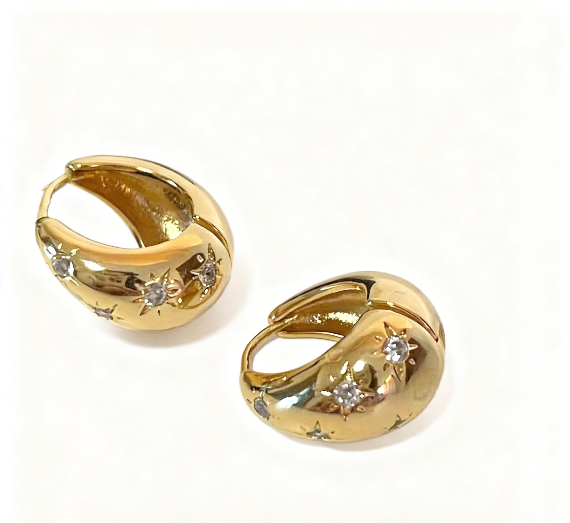New high-end zircon starlight matte metal earring earrings for women, unique and exquisite