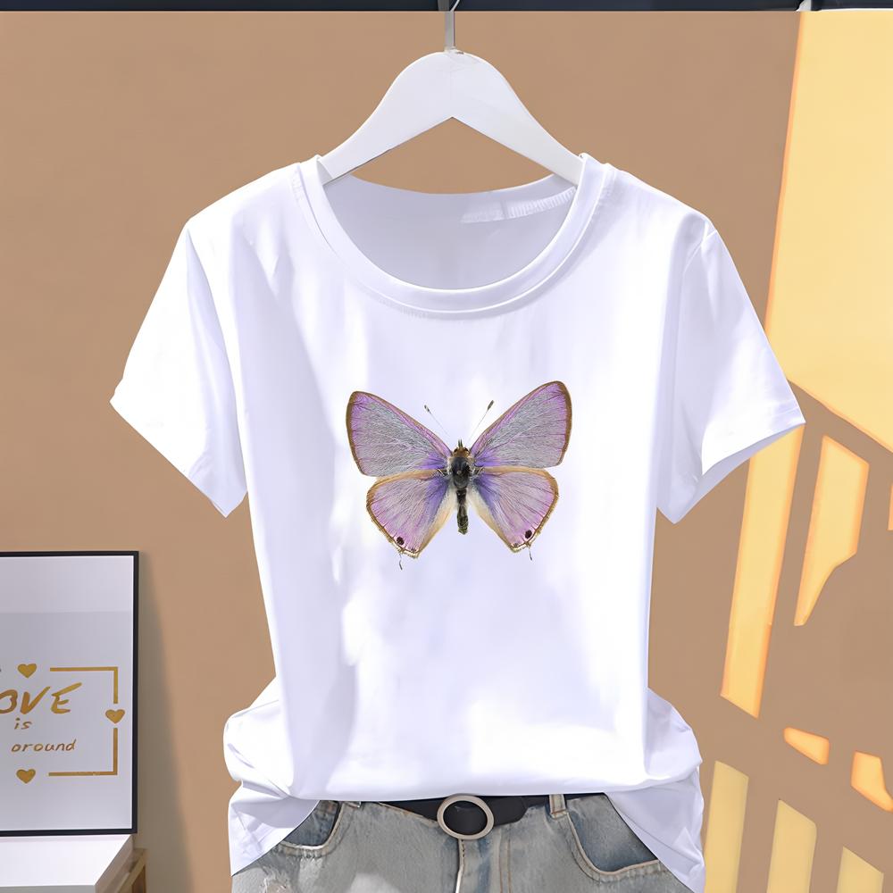 Summer T-shirt with cute and stylish prints, short-sleeve trendy daily wear for women.