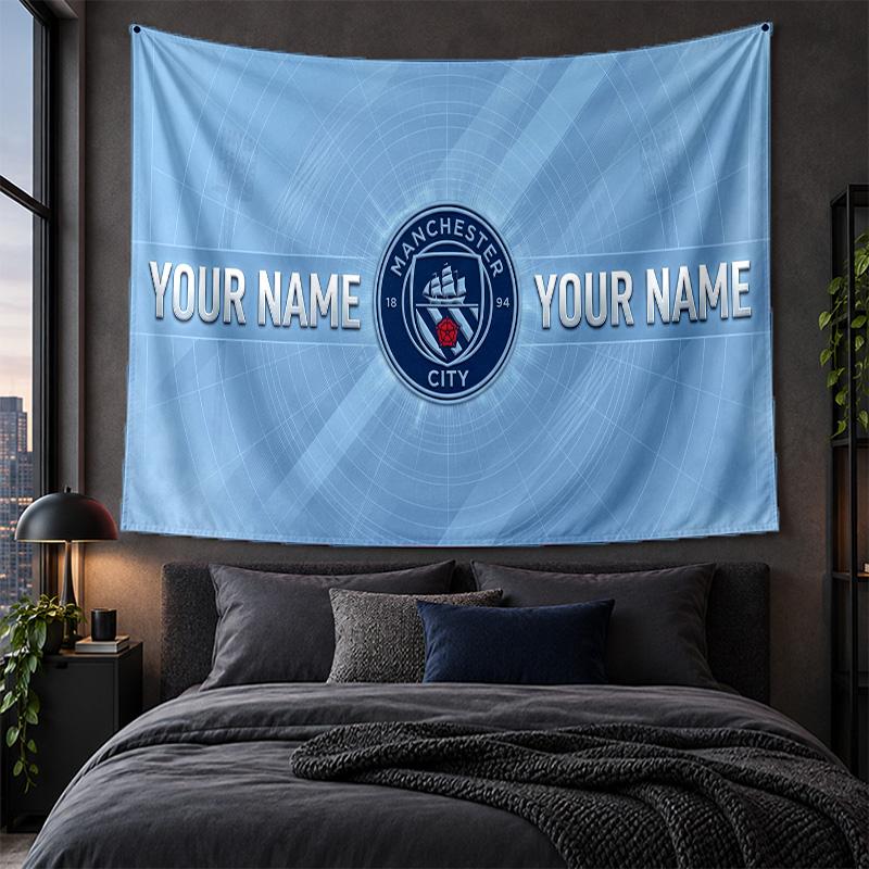 Spersonalizowany Gobelin Ścienny Wzór Manchester City Tkanina Tła Artystycznego