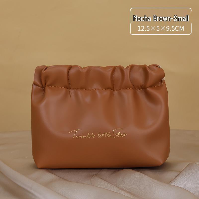 High-Value PU Pleated Cosmetic & Lipstick Travel Makeup Bag