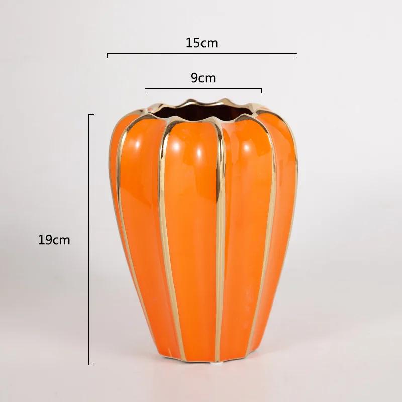 Luxury and High-end Gold Painted Ceramic Vase Flower Arrangement Simulation Living Room Decoration Home Decoration TV Cabin
