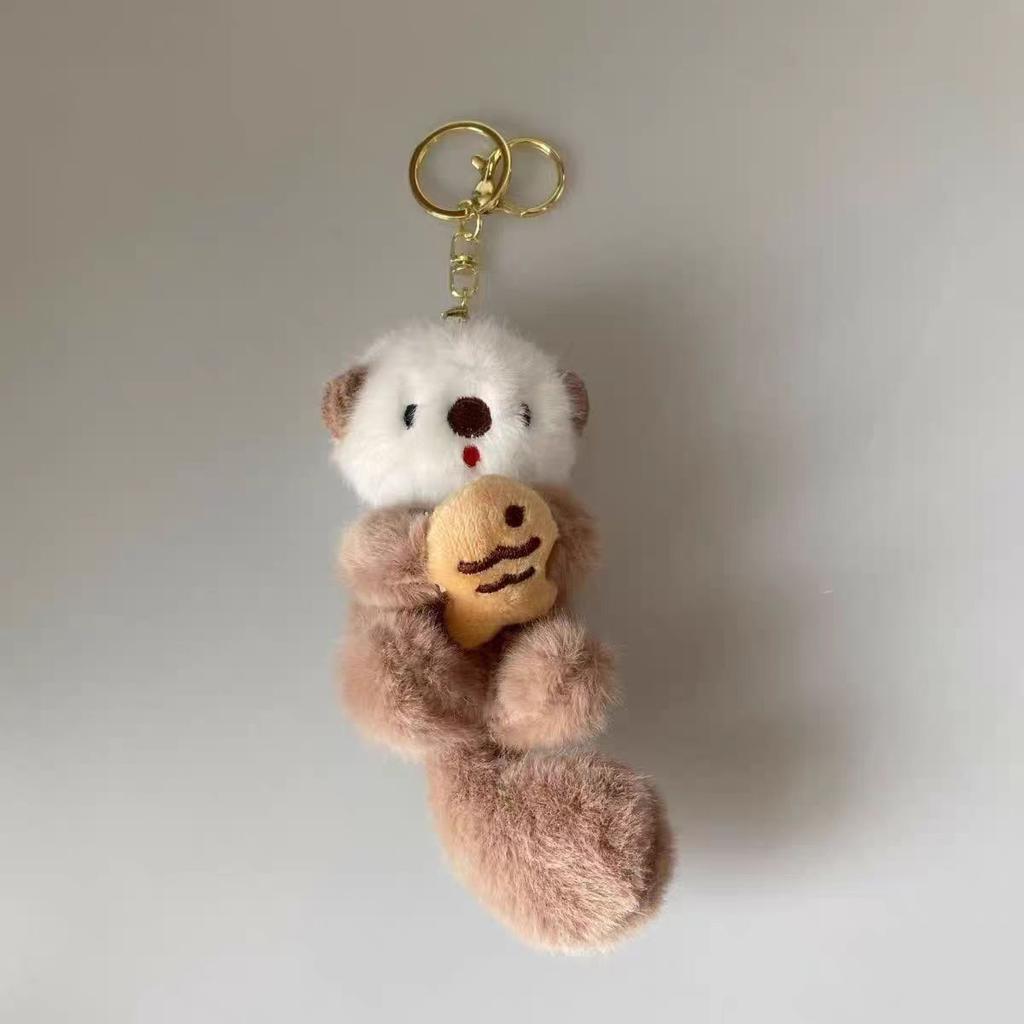 Cute Mizuse Plush Bag Pendant Cartoon Eating Fish Long Tail Small Koala Book Doll Bag Hanging Decoration Car Key
