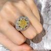 Exquisite Adjustable Yellow Diamond Ring for Women - Cold Aesthetic, High-End, Colorfast Index Finger Jewelry