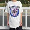 Vtg Rock Old Washed Retro Pearl Sauce Short-sleeved T-shirt White Direct Injection American High Street Loose Casual Versatile