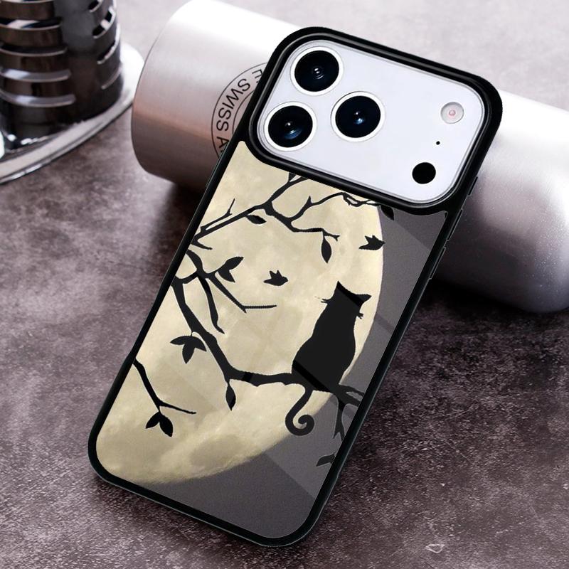 Anime Moon Cat Phone Case For iPhone 17 16 15 14 13 12 11 Pro Max Plus 17Air Soft Silicone Cover
