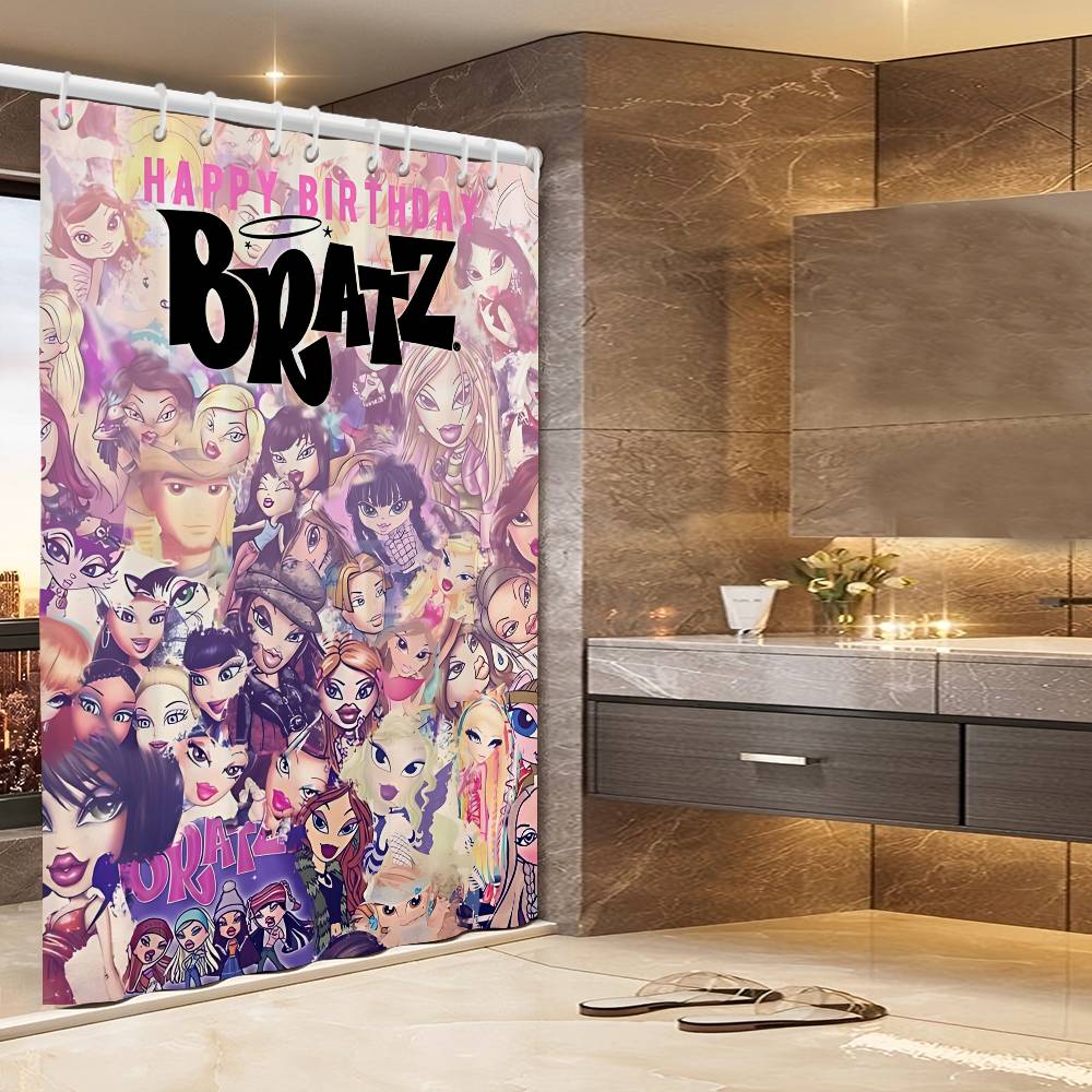 

Кукла Братц Классическая Винтажная Занавеска для душа Летний Пляжный Декоративная Занавеска для душа для ванной комнаты, Водонепроницаемая 90x180 cm