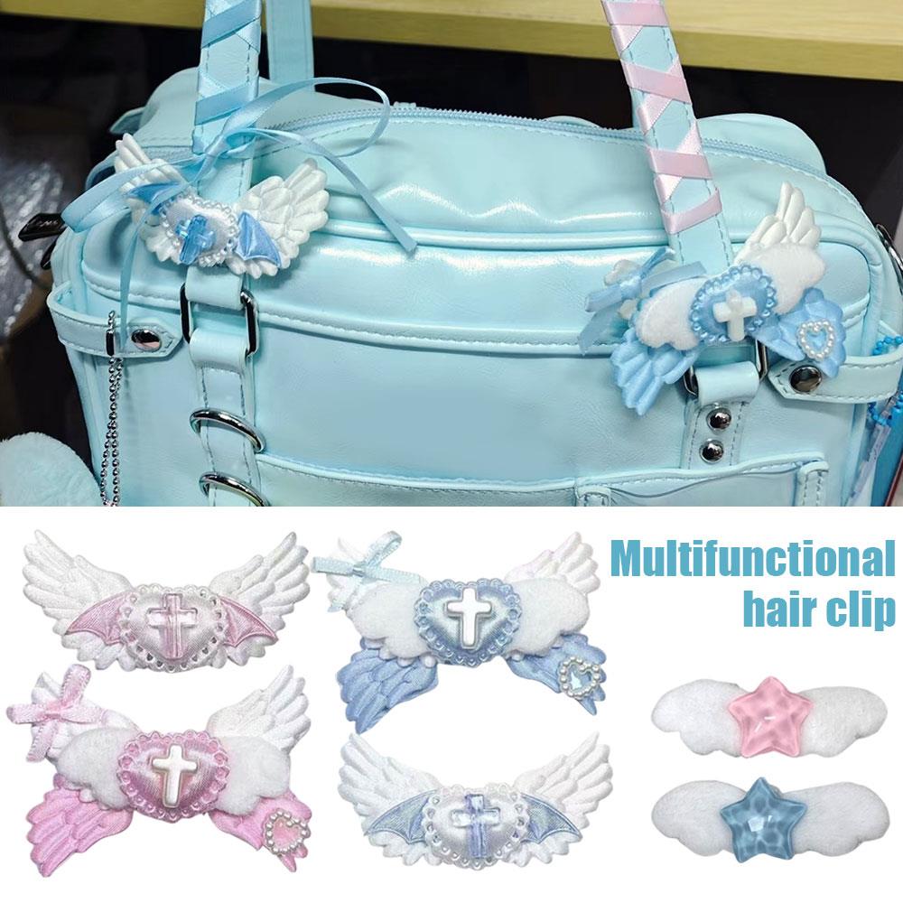 Gothic Heart Angel Wing Hair Clips Y2K Harajuku Hairpins Women Jewelry Punk Fashion Charm Barrettes DIY Lolita Hair Accessories